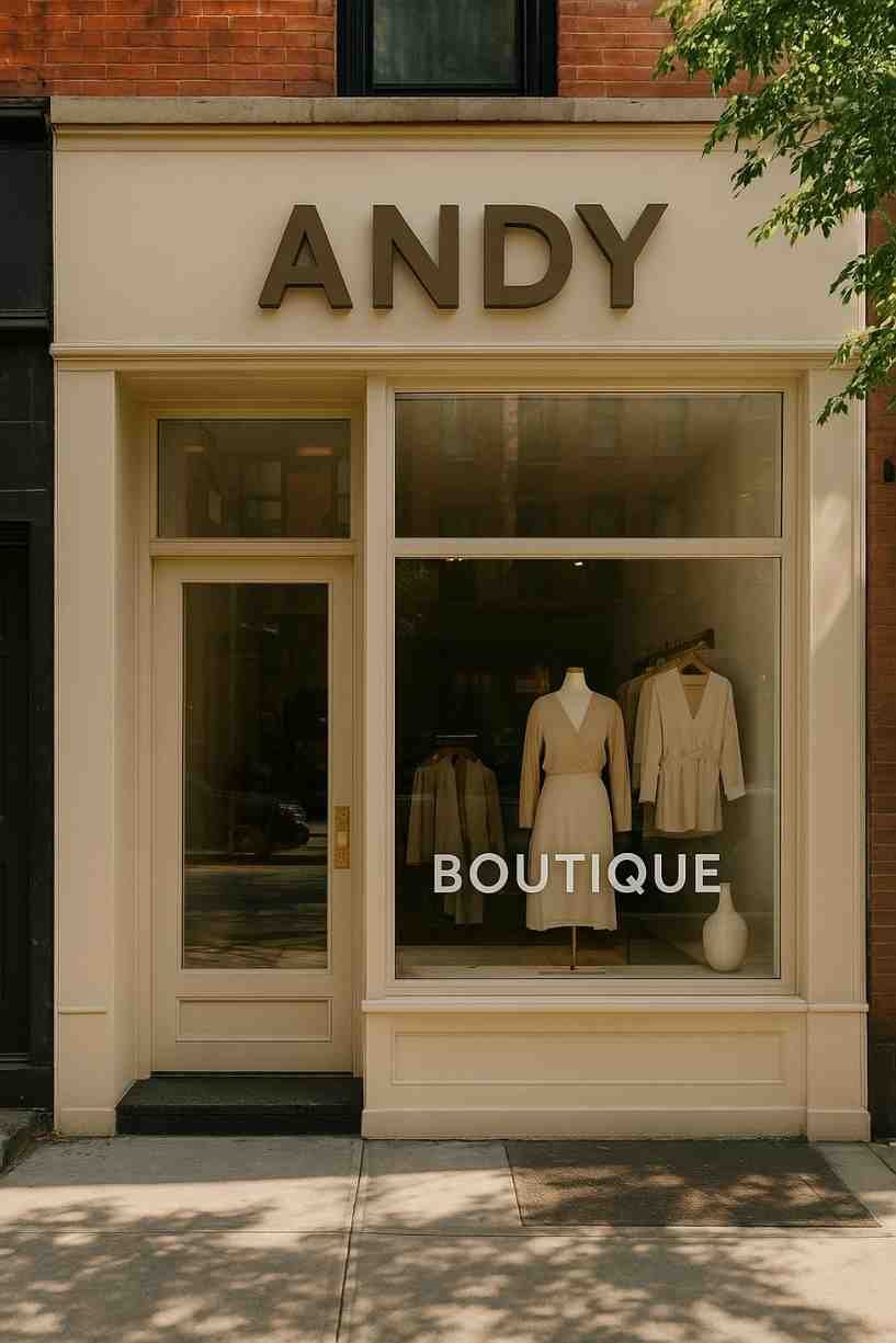 Boutique storefront in Manhattan with custom boutique signage and vinyl graphics.