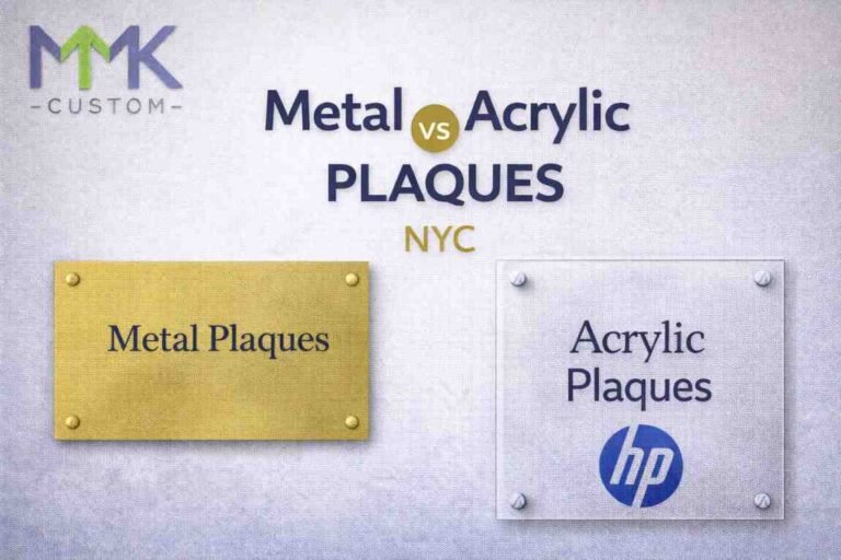 Metal vs Acrylic Plaques NYC – Comparison for Offices & Buildings
