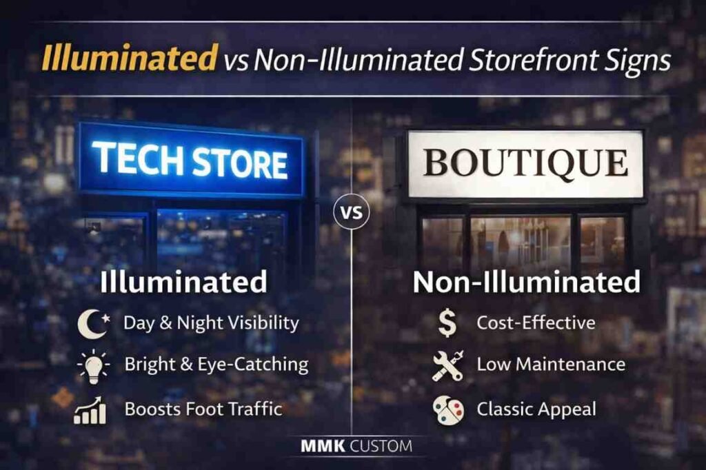 Illuminated vs Non-Illuminated Storefront Signs