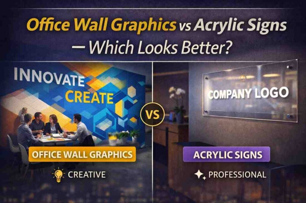 Office Wall Graphics vs Acrylic Signs – Which Looks Better?